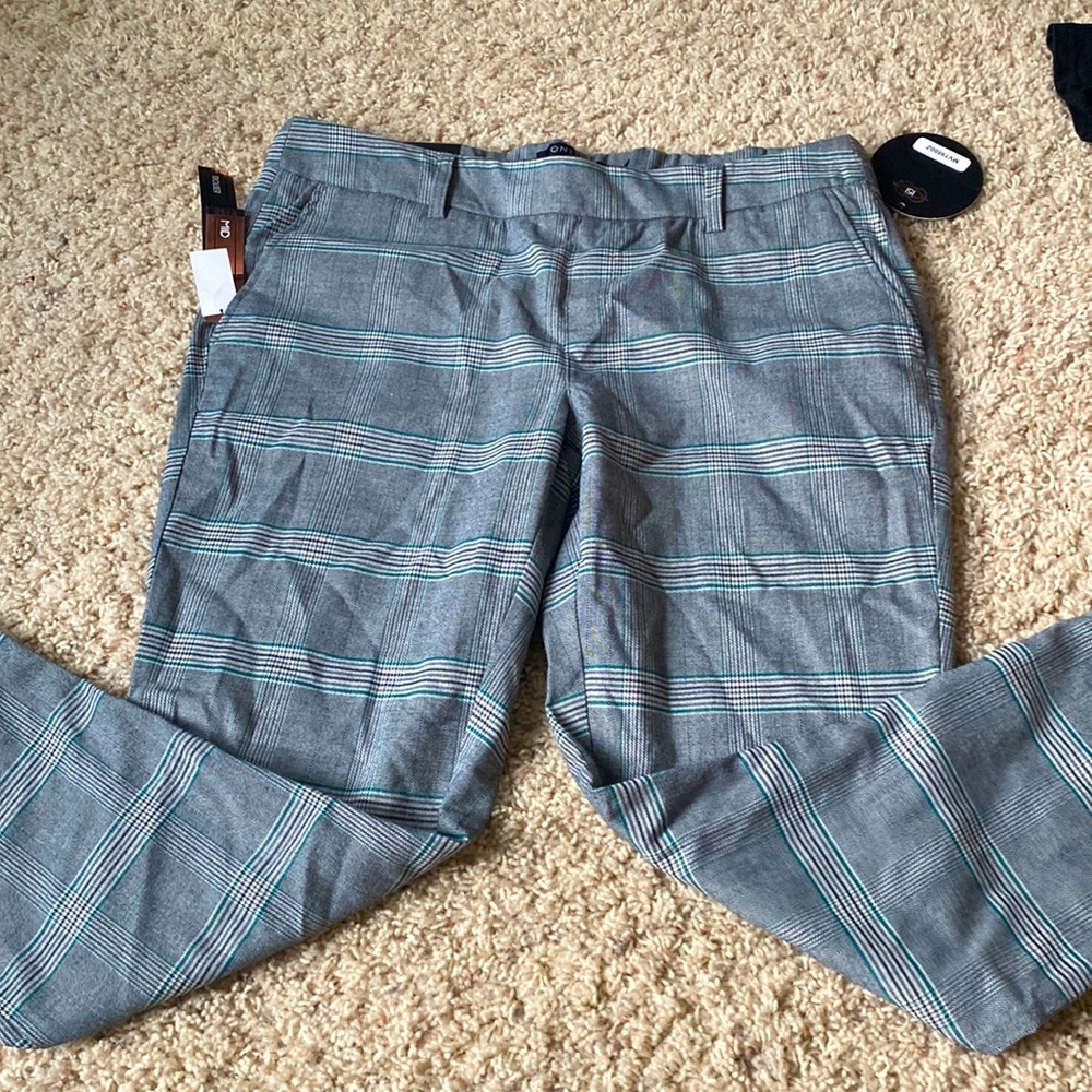 Mid Rise Plaid Trouser Pant